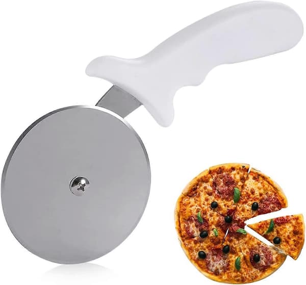 Pizzakutter, pizzakutter i rustfritt stål, pizzakutter, (hvit) 24,1*10,1*1,7 cm