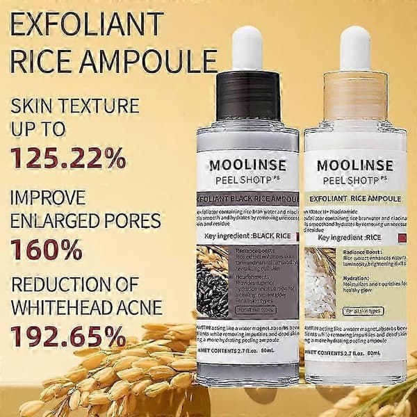 1-3x Peel Shot Glow Exfoliant Ris Ampul (Hvid/Sort Ris), Blid Eksfolierende Ansigts- & Kropsskrub Død Hud, Fjernelse af Hudorme (3 sæt)