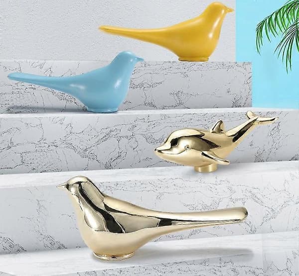 2 st Fågelformade Skåpdörrknoppar i Zinklegering för Kökskåp Guld