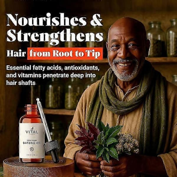 1-3x Vital Strands Økologisk Batanaolie til hårvækst til alle hårtyper 60ml (2 stk.)