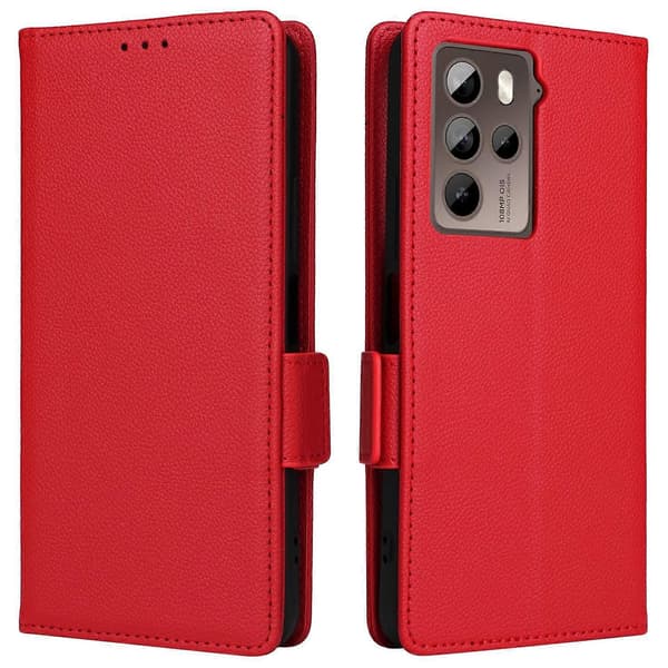 För HTC U23/U23 Pro 5G Litchi Plånboksfodral PU Läder Telefonfodral - Röd (Röd)