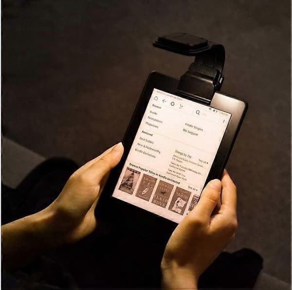 Læselamper, Clip-on genopladelig læselampe, 4 lysstyrkeniveauer, sort