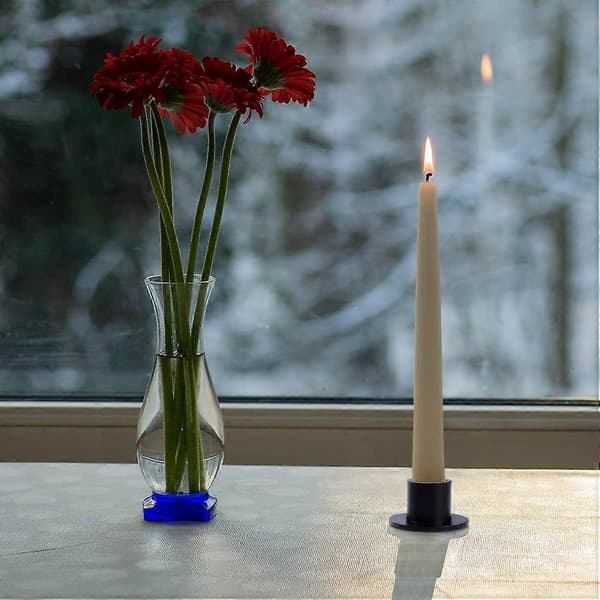 2 stk. Svarte koniske lysestaker, matte lysestake-senterstykker i jern