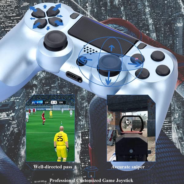 fro Trådløs controller til PS4, kompatibel med PlayStation PS4-konsoller/Steam-konsoller, nul latens Bluetooth. Light blue