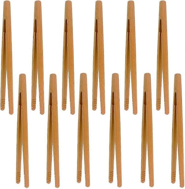 Bambu-pihdit 12 kpl bambu keittiöpihdit leivänpaahdinpihdit 17,8 cm