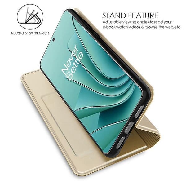 PU læder telefoncover med kortholder og stativ til OnePlus Nord 5 5G (Guld)