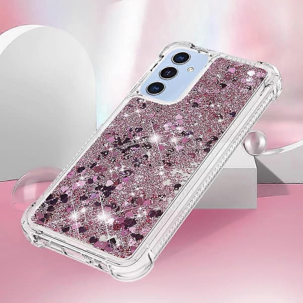 For Samsung Galaxy A16 5G Galaxy A16 4G TPU Telefondeksel Glitter Sandstrøm Støtsikkert Telefon Bakdeksel (Rose Gull Hjerteform)