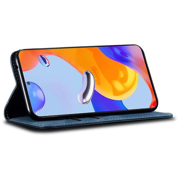 Honor Magic7 Pro 5G Mobilskal Denim Textur Reptåligt Läder Ställ Telefonskydd - Blå (Blå)