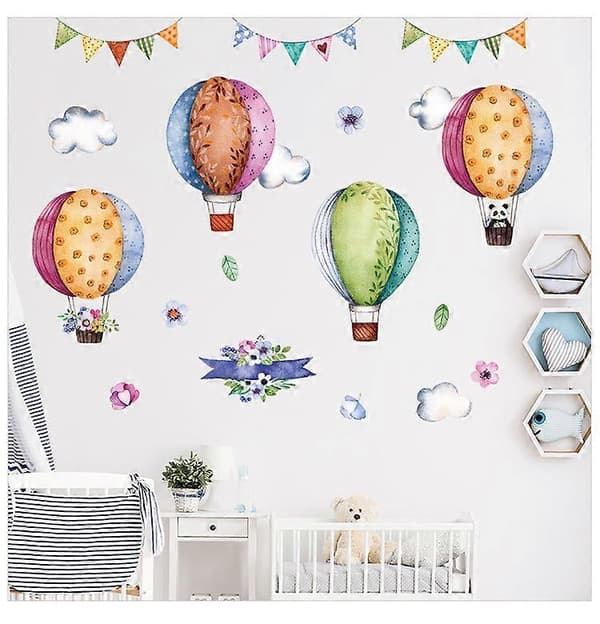 Tecknad Luftballong Väggdekor Barnrum Sovrum Baby Barnkammare Heminredning, 1 set-40*60cm
