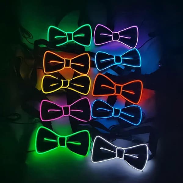 LED Fluga Justerbar Lysande Fluga, Nyhet Fluga Party Glödande LED Slips För fest, halloween, julVit