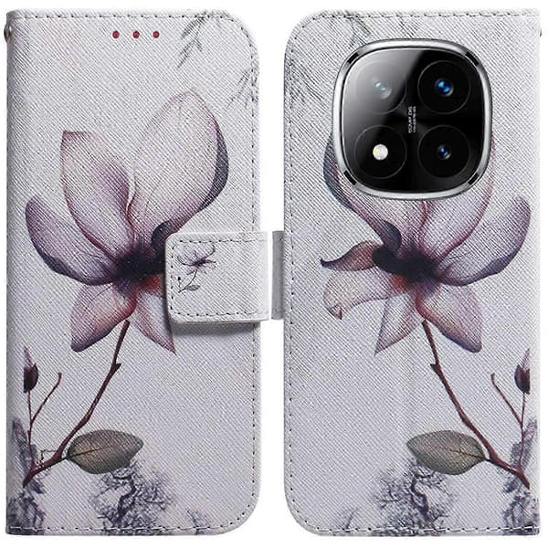 Redmi Note 14 Pro 5G Plånboksfodral - Panda Tryck Läder Telefonfodral, Skyddande och Stilfullt (Rosa Blommor)