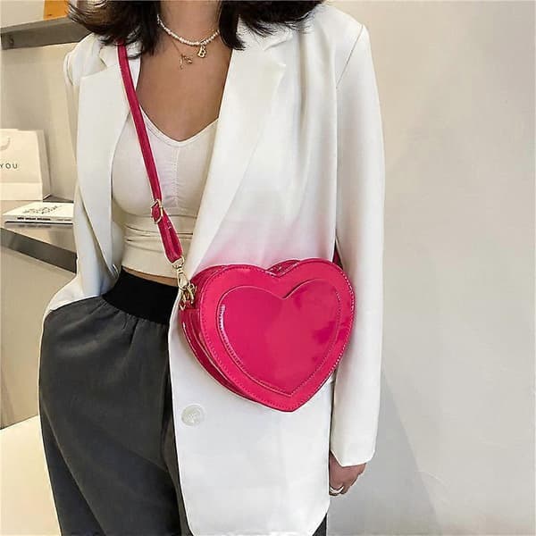 Crossbody tasker, søde ferskenhjerte, trendy mode, simpel vestlig stil, populære tasker til kvinder, rosenrød