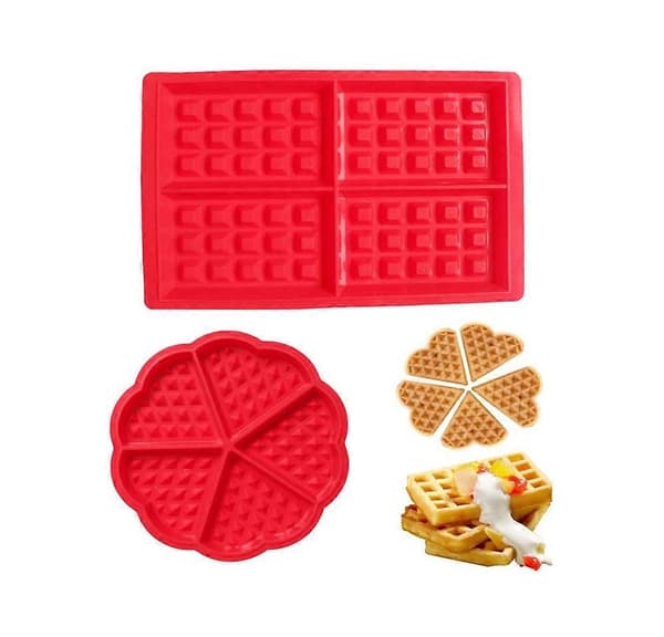4 firkantede 5 sæt hjerteformede vaffelforme DIY bageværktøj silikone cookieform 4 sæt firkantede vafler + 5 sæt hjerteformede vafler i alt 2 stk
