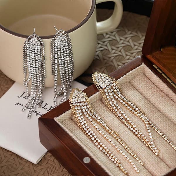 Brude Vandfald Rhinestone Krystal Hvidguld Belagt Legering Lysekrone Øreringe
