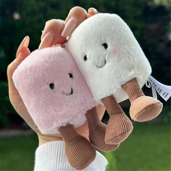 Sjov Marshmallow Nøglering Sød Blød Nøglering Vedhæng Dukke Vedhæng Gave