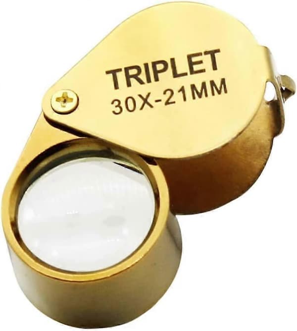 Let 5 LED'er - Binokulær Lup Zoom x 5 - Optisk Glas - 9 cm - Guld