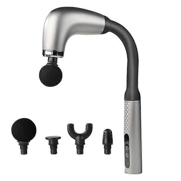 Rocuma Massagehammer, 9 hastighedsniveauer, 4 tilbehør, dybdegående massagepistol (sølvfarvet)