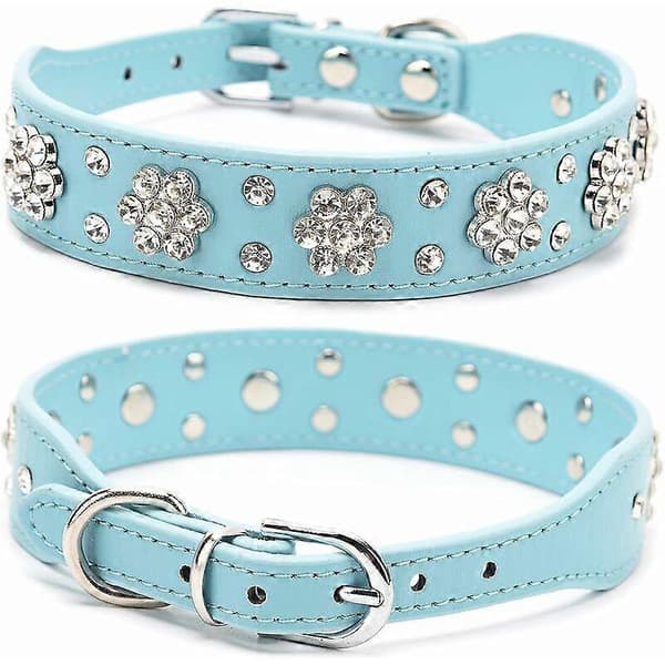 Skinnende PU Justerbart Hundehalsbånd med Pigger og RhinestonesM 42*2.5CM