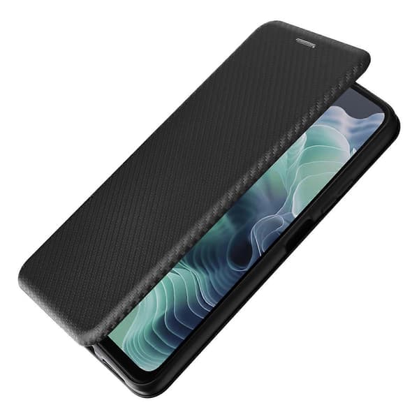 Carbon Fiber Tekstur Flip Læder Telefon Cover (Sort, til Motorola Moto G35)