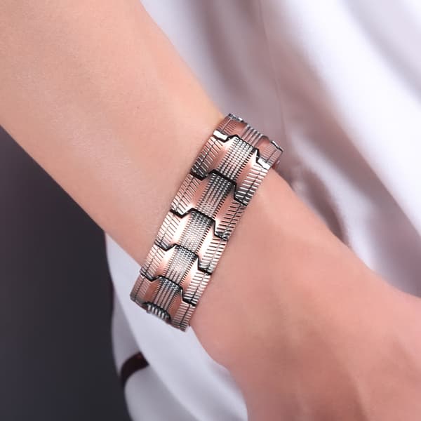 Magnetisk armbånd med ekstra styrke for menn, kobberarmbånd for menn, solid kobberlenkearmbånd