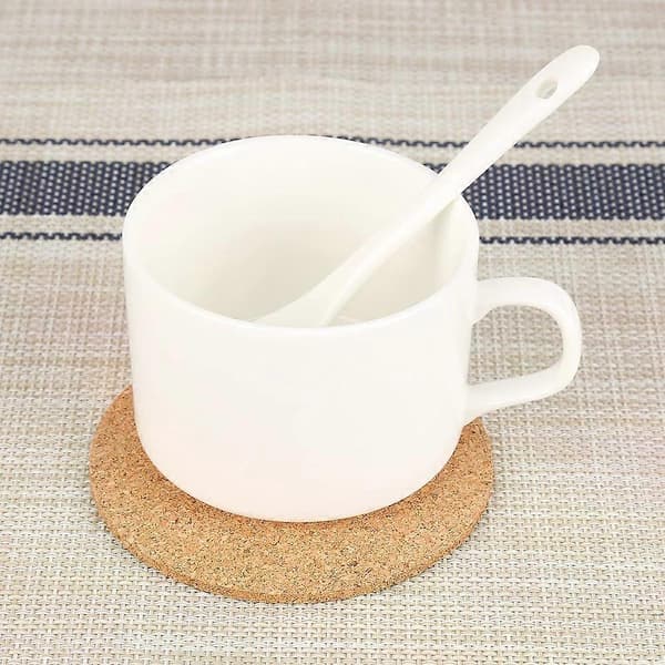 Praktiska runda korkunderlägg, diameter 9 cm, för vin, kaffe, te, koppar, bordsskydd för hem, kontor, kök, nya (10 st, A3)
