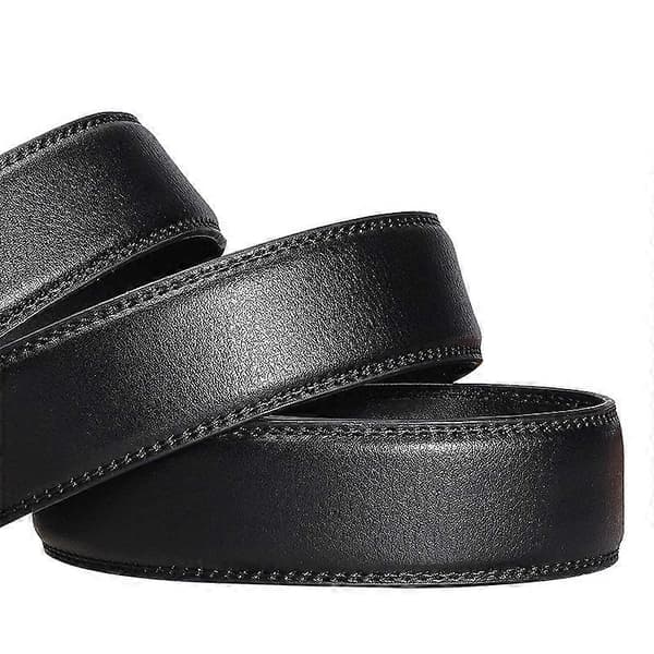 Herrspännefritt läderbälte 36MM, Spännefritt läderbälte Ersättning Svart