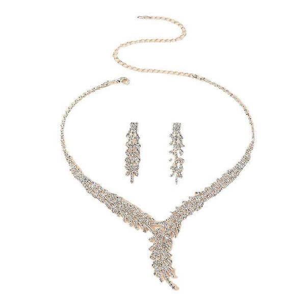 Charm Halsband Örhänge Set Kubisk Zirkonia Glänsande Bröllopsfest Smyckeset