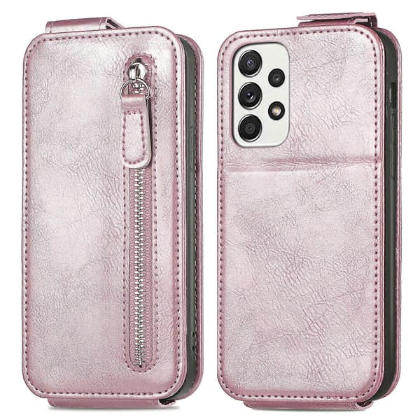 Lynlåspung Lodret Flip Læder Telefon Cover til Samsung Galaxy A53 5G (Pink)