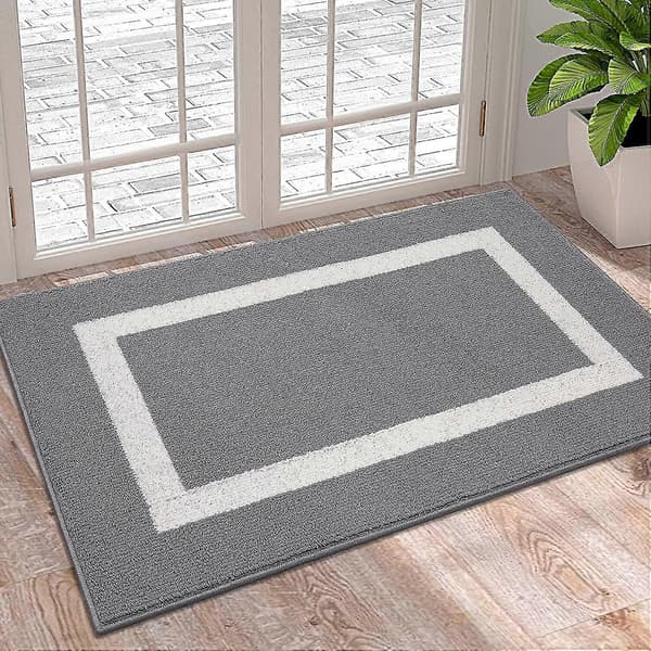 Indendørs dørmåtte, skridsikker absorberende smudsafvisende entrémåtte, dørmåtte indendørs (grå, 60*90 cm)