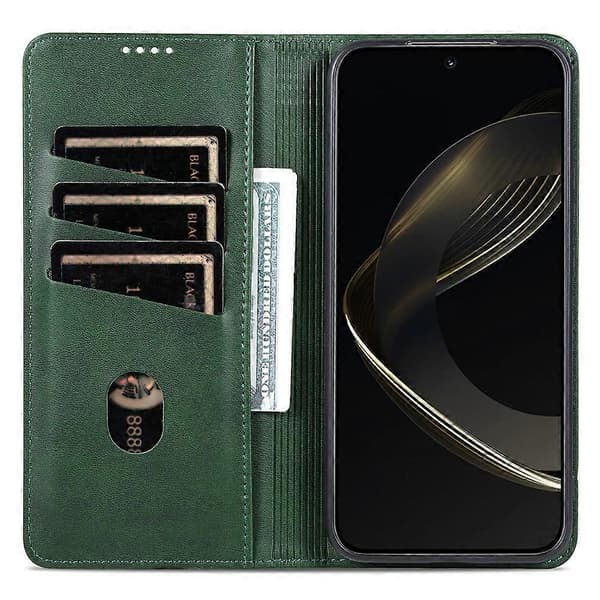 AZNS för Samsung Galaxy S25+ Mobilskal Kohud Textur PU Läder Plånbok Mobilskal - Grön (Grön)