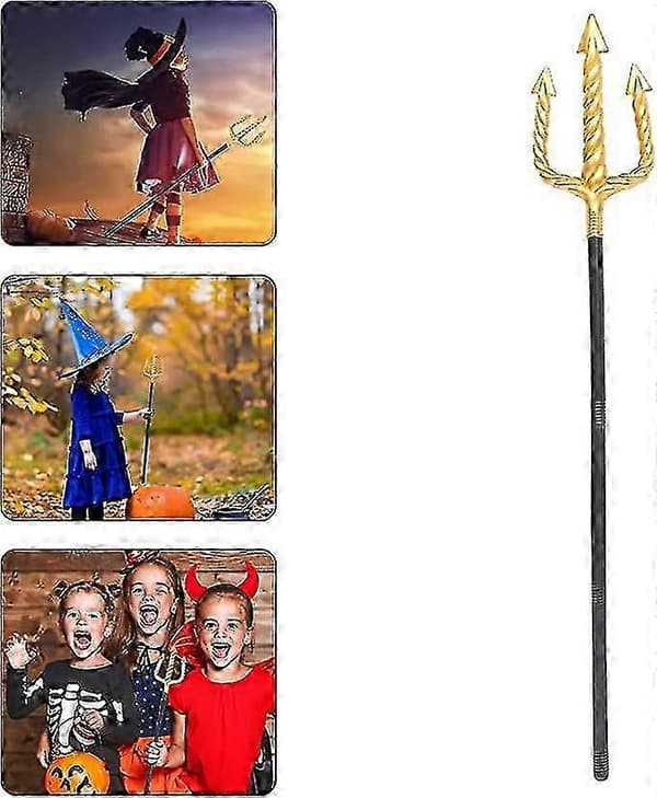 Dekorativ Trefork Legetøj Halloween Trefork Rekvisit Trefork Legetøj Til Halloween Fest (1 stk., Guld)