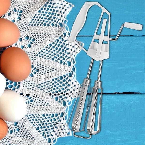 Håndvisp i rustfritt stål Eggvisp Mikser Kjøkkenredskaper Gadgets Hvit Oransje (Hvit)