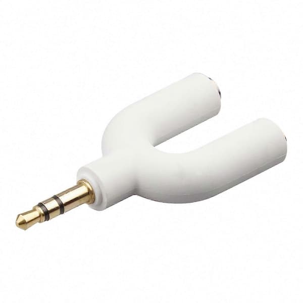 3,5 mm hodetelefon splitter 1 hann til 2 hunn o Jack adapter for rask deling (hvit)