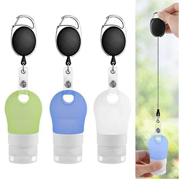 Reseflaskor i silikon, set, tomma behållare för handsprit - 3 st (38 ml)