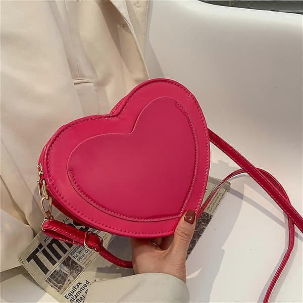 Crossbody tasker, søde ferskenhjerte, trendy mode, simpel vestlig stil, populære tasker til kvinder, rosenrød