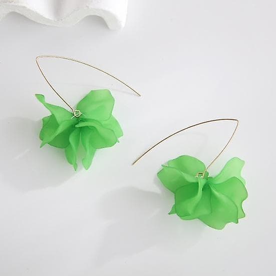 1 par Petal Dangle øreringe Lange dinglende øreringe Kvinder Pierced Hook øreringe Smykkegave (mørkeblå)