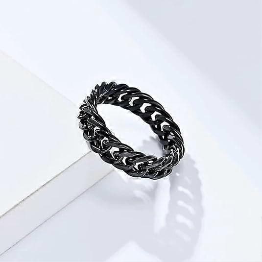 Cubansk Led Kæde Ring til Mænd Kvinder, Guld Stål Sort Titanium Stål Personlig Simpel Poleret Ring, (19mm Bredde)