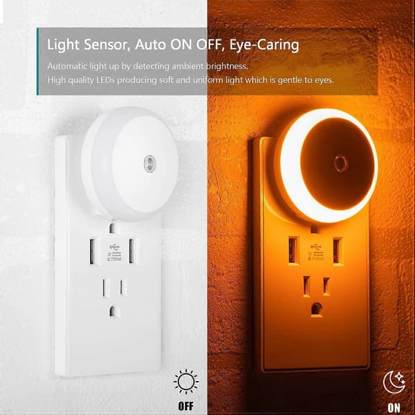 Amber Nattlys, Smart Lyssensor, LED Nattlys Plugg i Vegg, Diffust Lys, Energieffektiv, for Soverom, Bad, Kjøkken, Gang, Trapp