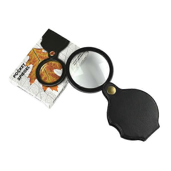 Lup i lommeformat, 70 mm 10X Mini Foldelup med Roterende Beskyttelsesetui i Læder, Sort