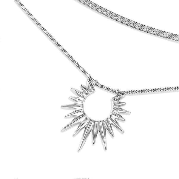 Halsband hänge mode solros halsband dammode rund solros hänge kedja, silver