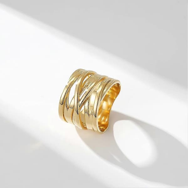 Unisex Solid Crisscross Sammenvevd Crossover Infinity Kraftig Statement Ring i Rustfritt Stål, 19 cm