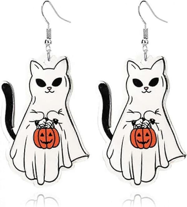 Halloween Søde Spøgelse Græskar Øreringe til Kvinder Tegneserie Kat Edderkop Øreringe Halloween Akryl Øreringe Sjove Øreringe