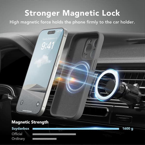 För iPhone 14 Pro Max Mobilskal, Kompatibelt med MagSafe Flytande Skyddsskal, med 2 Härdat Glas Skärmskydd (Grå)
