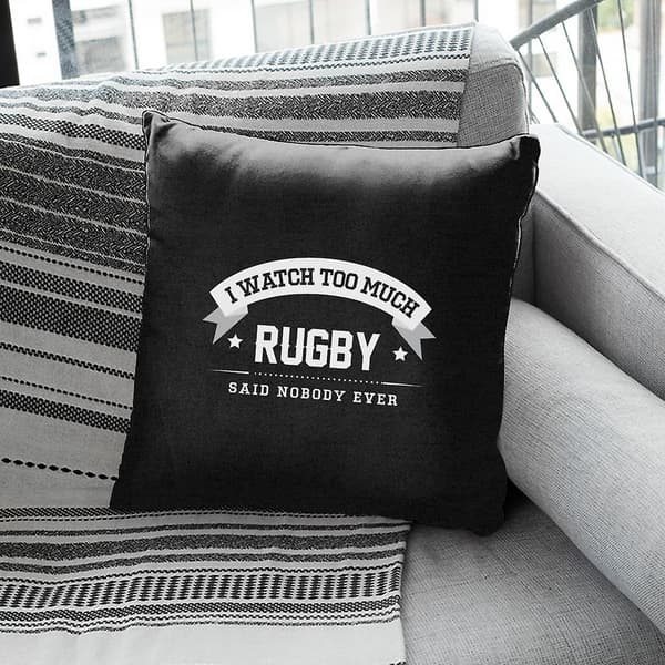 Jeg ser aldrig for meget rugby pude (Sort)