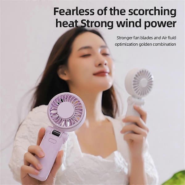 Z35 Foldbar Køleventilator USB Genopladelig Håndholdt Ventilator med Digitalt Display/5 Hastighedsindstillinger - Hvid