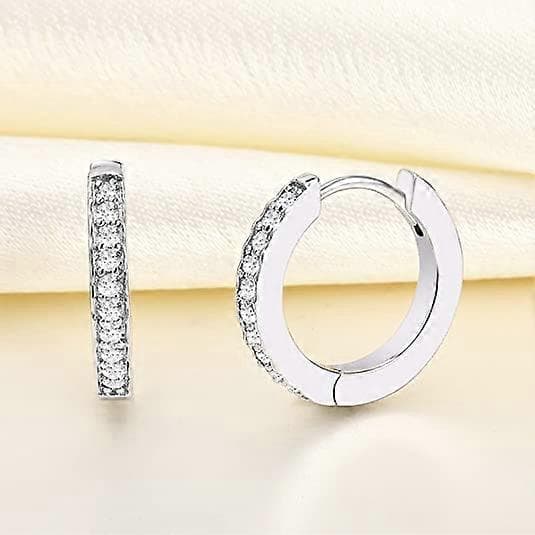 Øreringe 925 Sterling Sølv Halo Runde Huggie Øreringe Fødselssten Smykker til Kvinder