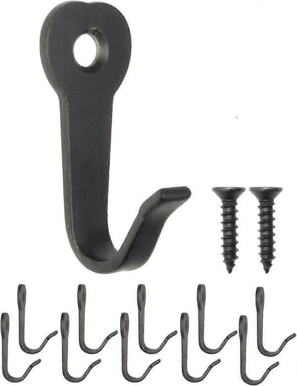 10 kpl klassisia naulakkokoukkuja, rautakoukkuja, metallikoukkuja, kuvakoukkuja, 40*17*22mm, musta