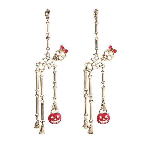 Dame Ghost Dance Skelet Halloween Allergivenlige Øreringe, 4.25, Glas, Krystal Gylden
