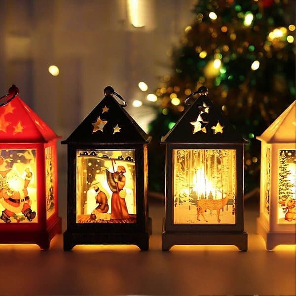 Jule LED Lanterne Lys Juletræ Julemand Bordlampe Ornament Indretning, Bronze