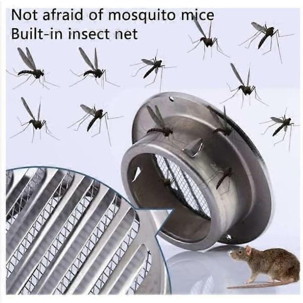 Integrerede ventilationsriste - runde ventilationsriste, perforerede ventilationsriste i rustfrit stål, diameter 145 mm
